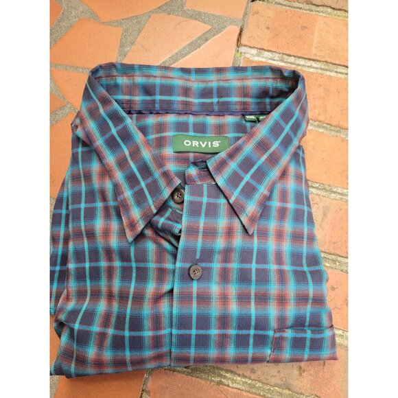 Orvis Other - Orvis Mens Classic Fit Plaid Button-Down Shirt XXL Blue Green Cotton Grandpacore